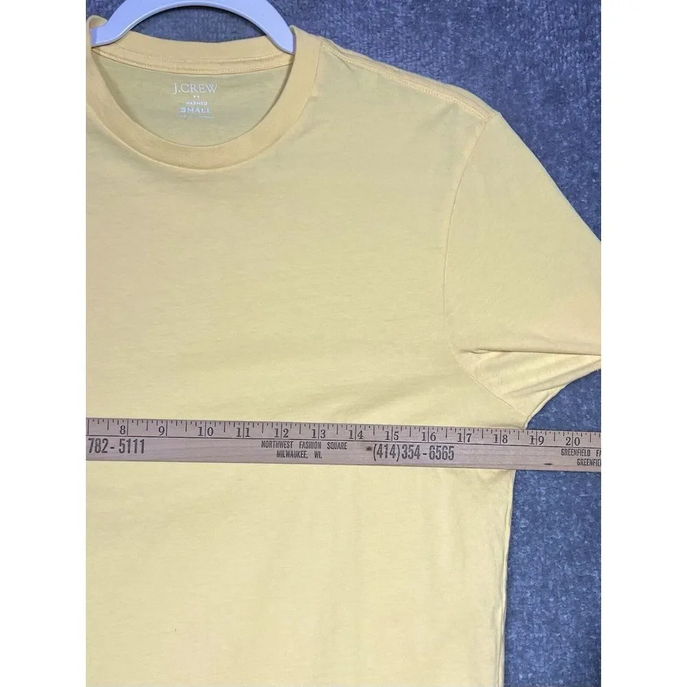 J Crew‎ Washed Cotton Jersey Tee Shirt Mens Size Small Yellow Crew Neck T-Shirt
